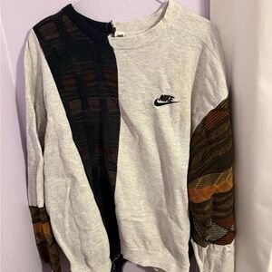 Nike Men’s Custom Gray and Multicolor Crewneck Sweater